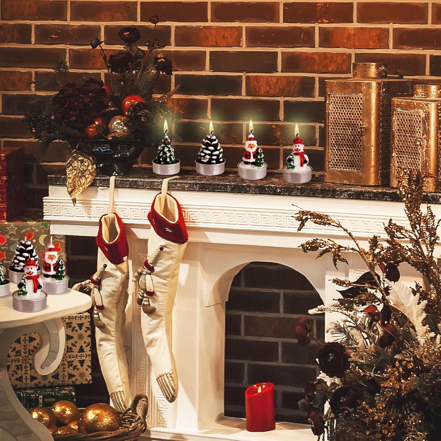 imageArtCreativity Bulk Christmas Candle Set Includes 12 Christmas Tealight Candles in Festive Designs Indoor Christmas Decorations Xmas Party Supplies Tealight Candles Bulk for Holiday Dcor