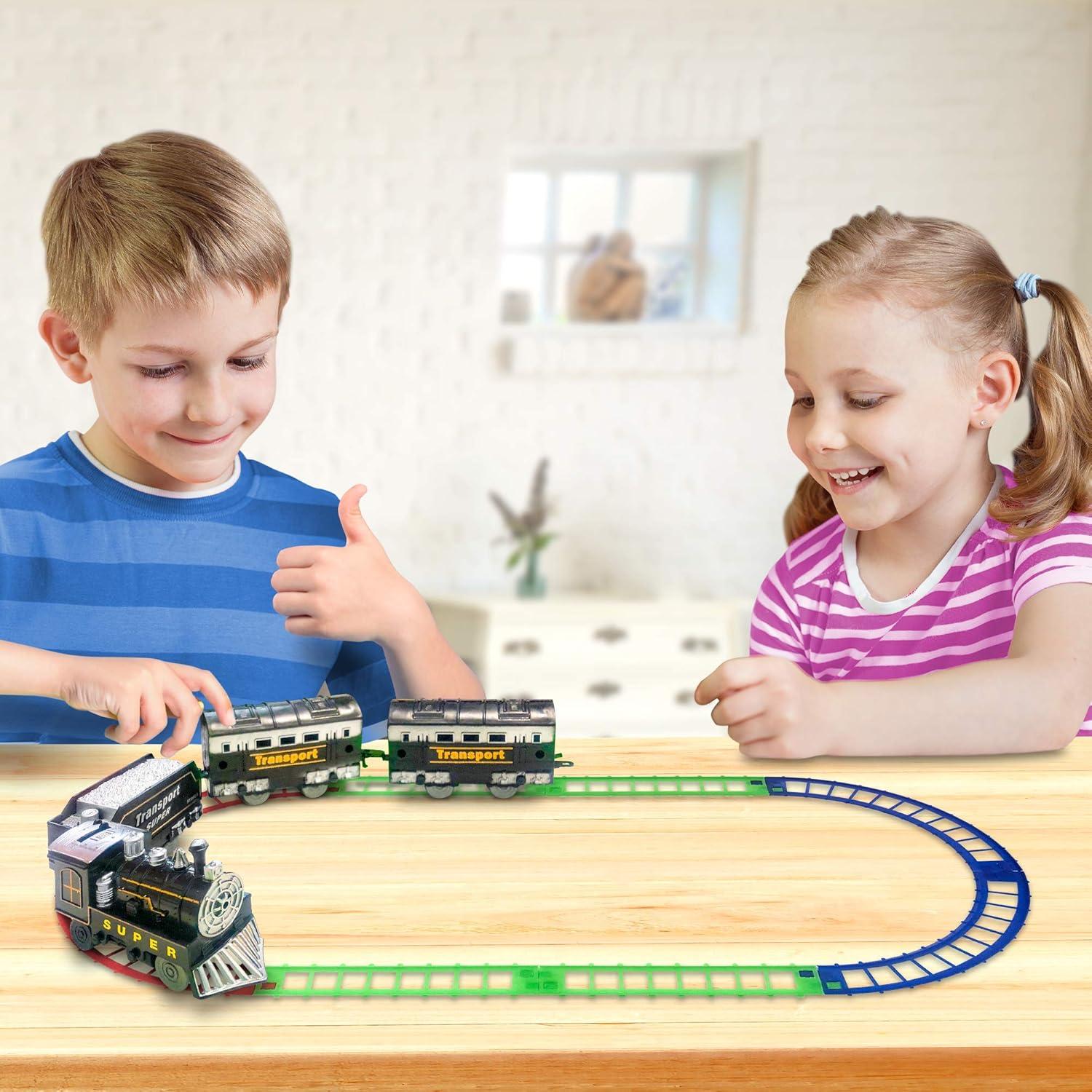 imageArtCreativity Train Set for Kids BatteryOperated Train Toys with 4 Cars and Tracks Durable Plastic Cute Christmas Holiday Train for Under The Tree Great Gift Idea for Boys and Girls