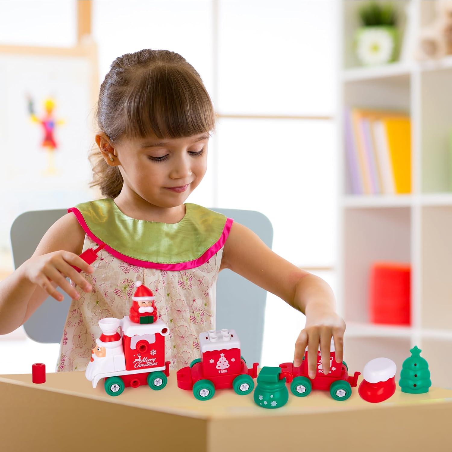 imageArtCreativity Transforming Santa Toy 73 PC Toy Santa with STEM Building Feature Santa Train Toy for Boys 5 6 7 8 9 10 11 12 Fun Christmas Stocking Stuffer for Kids