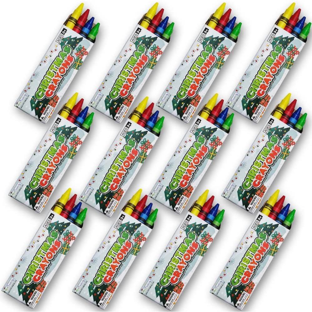 imageArtCreativity Christmas Crayons for Kids Bulk 12 Boxes Each Box with 4 Crayons Great for Party Favor Bundle Perfect for Classroom Goodie Bags Fun Holiday Stocking Stuffers