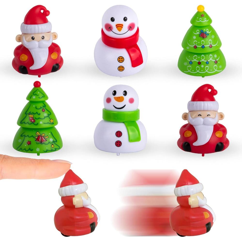 imageArtCreativity Christmas Pull Back Cars Set of 6 Pull Back Cars Pull Back Toys for Kids in Xmas Designs Christmas Themed Toys for Toddlers Holiday Stocking Stuffers Goodie Bag Fillers