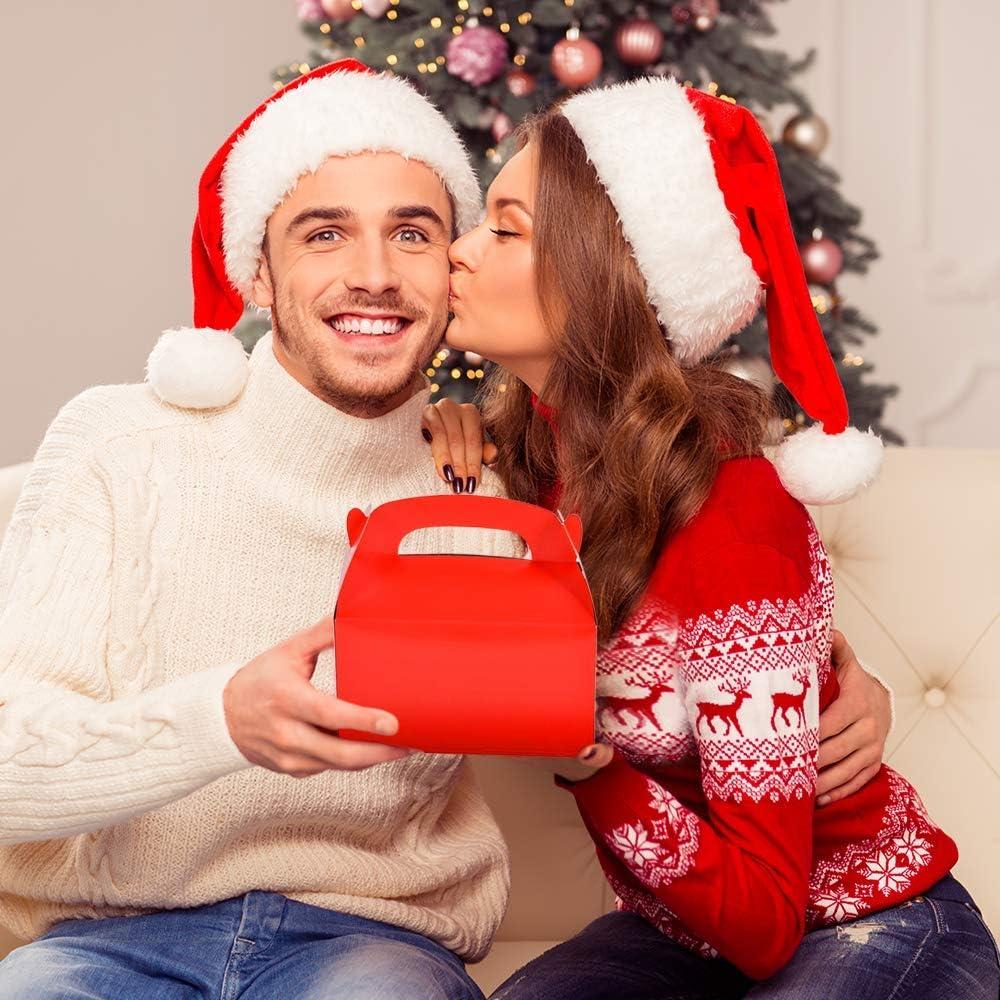 imageArtCreativity Red Treat Boxes for Candy Cookies and Party Favors Pack of 12 Christmas Cookie Boxes Cute Cardboard Boxes with Handles for Wedding Candy Birthday Favors Holiday Goodies