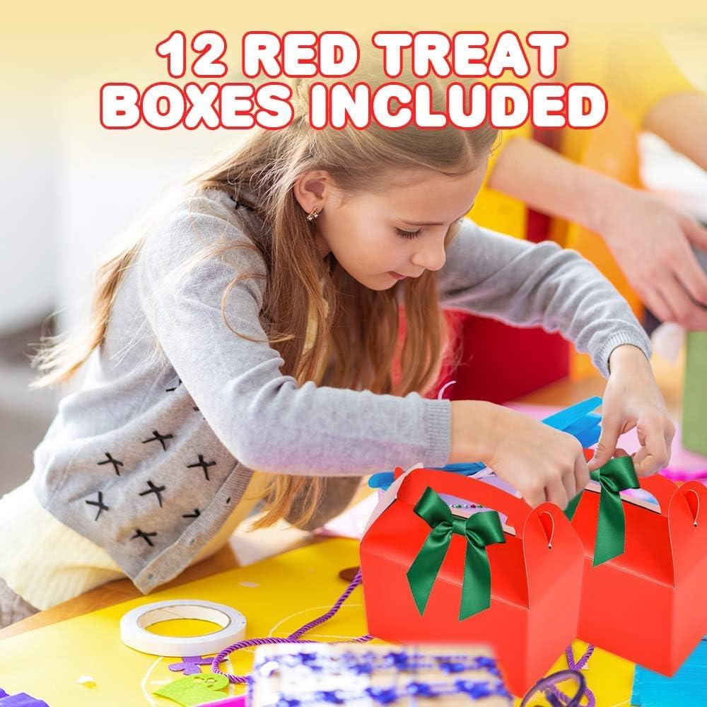 imageArtCreativity Red Treat Boxes for Candy Cookies and Party Favors Pack of 12 Christmas Cookie Boxes Cute Cardboard Boxes with Handles for Wedding Candy Birthday Favors Holiday Goodies