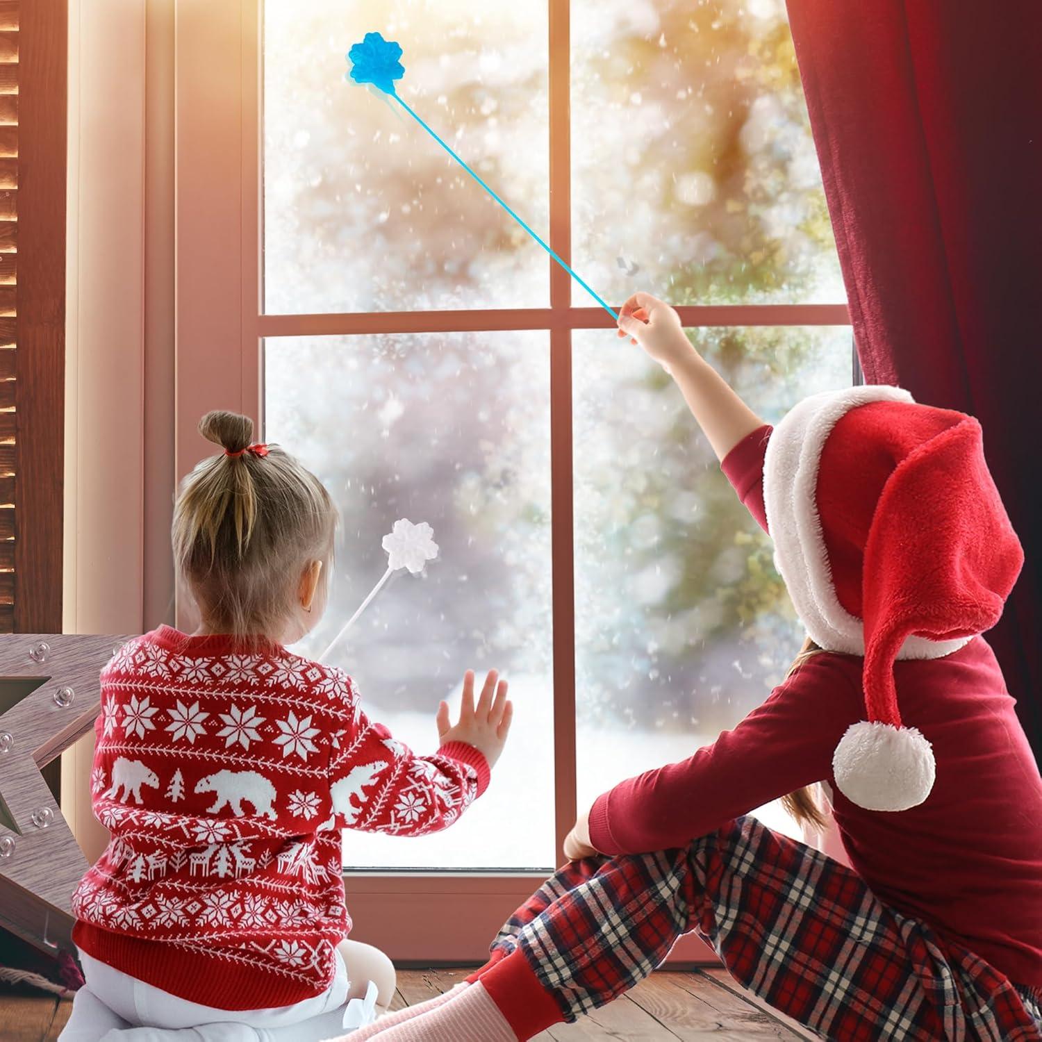 imageArtCreativity Sticky Snowflake Christmas Toys Set of 108 for Kids in Blue and White Indoor Christmas Decorations Fidget Toys for Boys and Girls Holiday Stocking Stuffers48 Pack