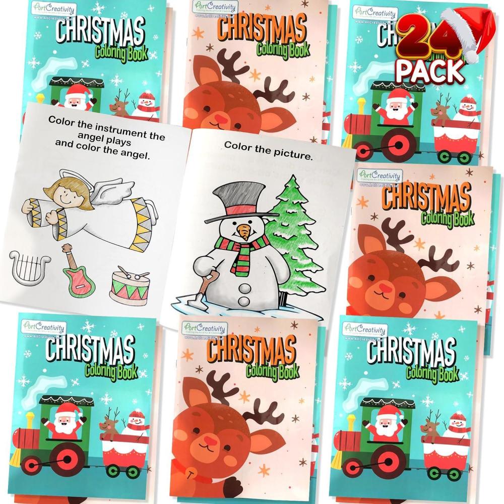imageArtCreativity Christmas Coloring Books for Kids Bulk Pack of 24 85quot X 11quot Large Booklets Fun Christmas Treats Prizes Favor Bag Fillers