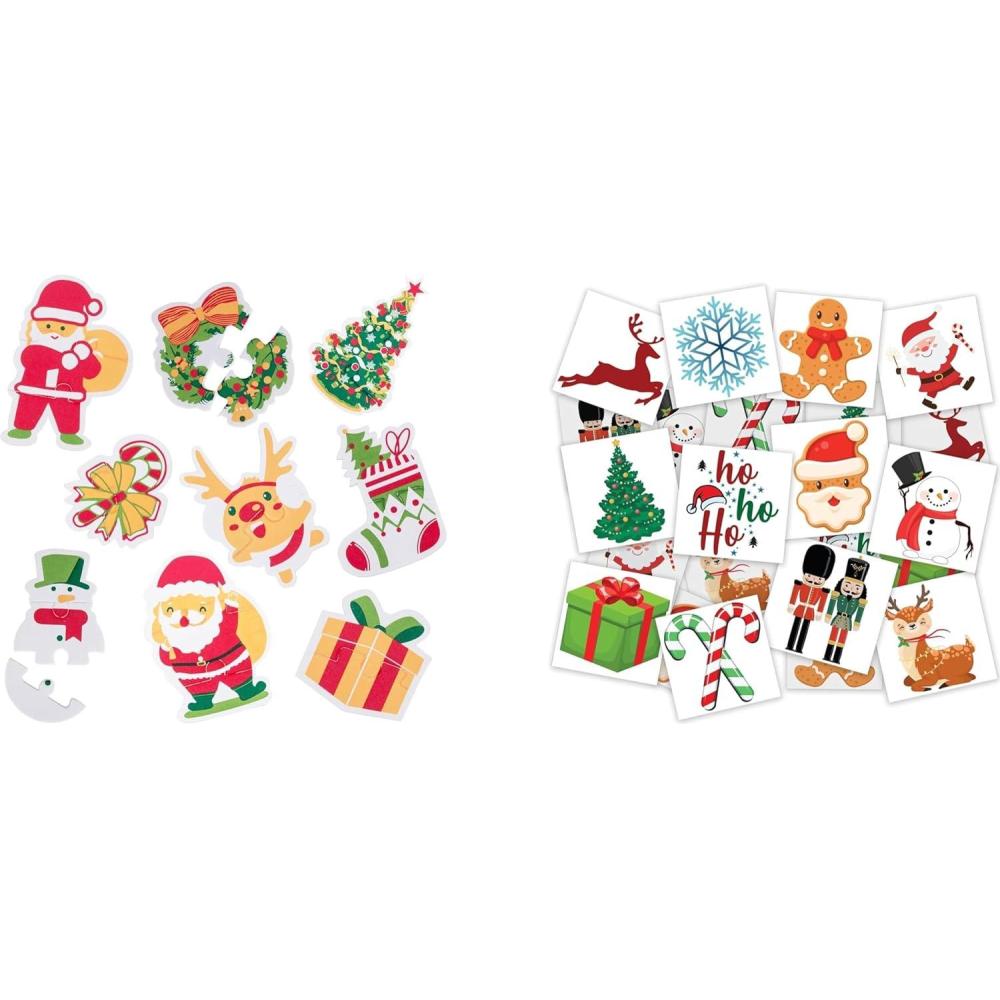 imageArtCreativity Christmas Puzzle Toys for Babies 9 Puzzles EVA Christmas Baby Puzzle Toys for Infants That Float in Water ampamp Christmas Tattoos for Kids Set of 1442 Inch Temporary Tattoos for Kids