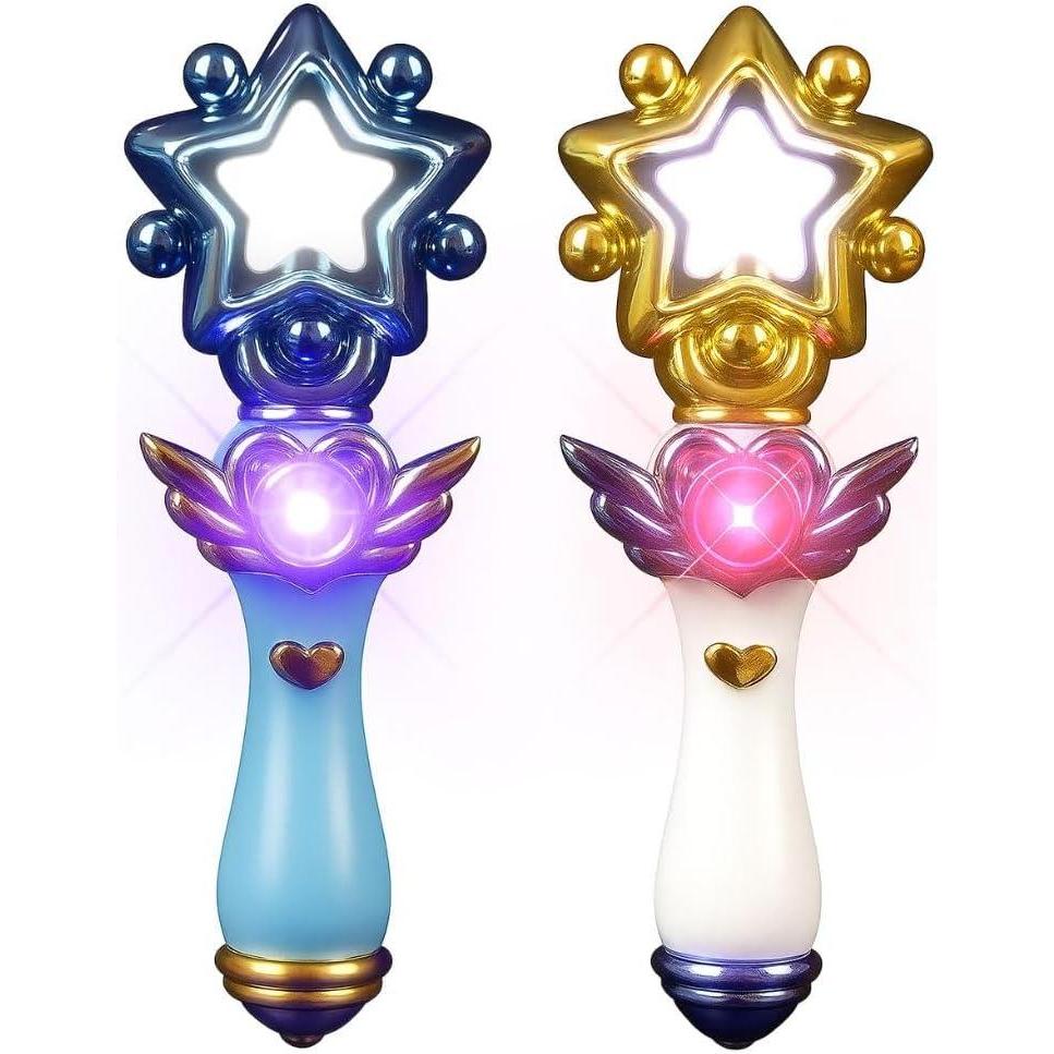 imageArtCreativity Light Up Magic Star Wand Set of 2 Cute Princess Wands with Flashing LED Effect ampamp Magical Sounds Batteries Included Pretend Play Prop Best Birthday Gift Party Favor for Kids