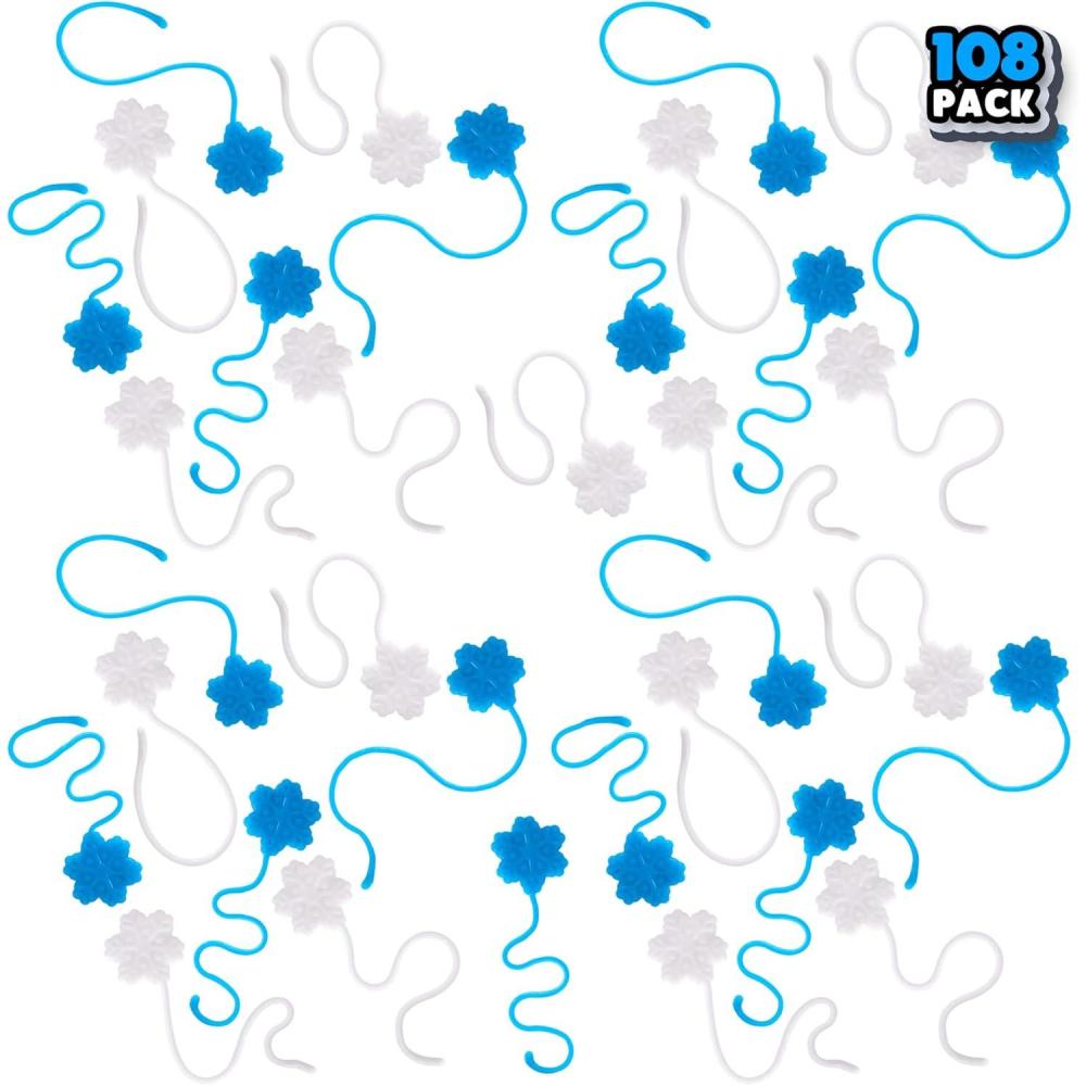 imageArtCreativity Sticky Snowflake Christmas Toys Set of 108 for Kids in Blue and White Indoor Christmas Decorations Fidget Toys for Boys and Girls Holiday Stocking Stuffers108 Pack