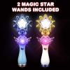 ArtCreativity Light Up Magic Star Wand, Set of 2, Cute Princess Wands with Flashing LED Effect & Magical Sounds, Batteries Included, Pretend Play Prop, Best Birthday Gift, Party Favor for Kids