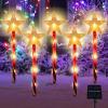 ArtCreativity Outdoor Christmas Solar Lights (Set of 5), Path Lights with 8 LED Modes & Candy Cane Design, Perfect for Solar Christmas Decorations, Pathway & Backyard