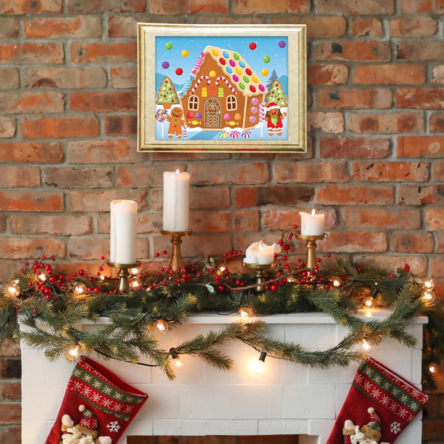 imageArtcreativity Gingerbread House Craft for Kids Gingerbread House Sticker Scene with 13 Background Sheets and 13 Sticker Sheets 1040 Patterns Fun Kids Christmas Activities Ages 39