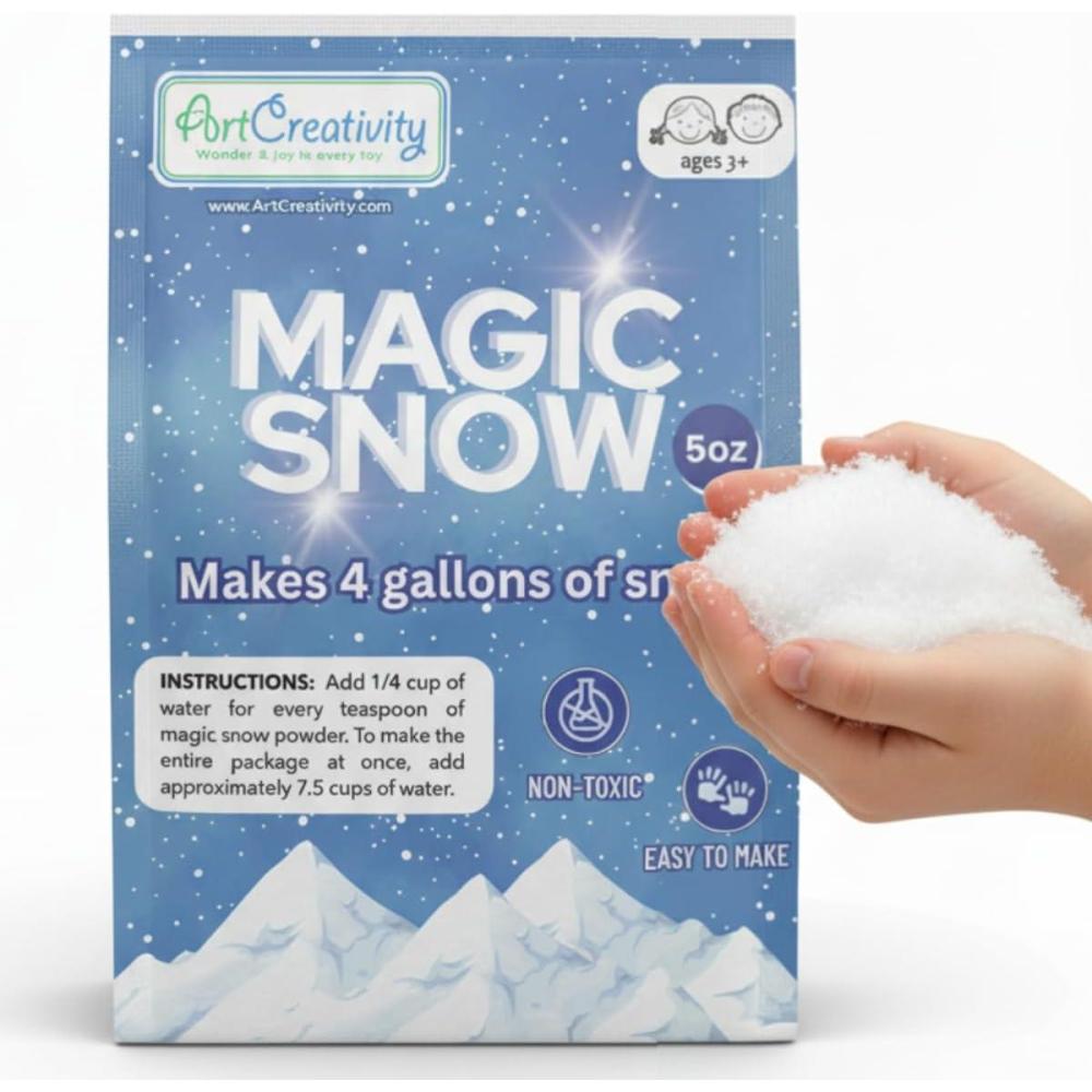 imageArtCreativity Instant Snow Powder Makes 4 Gallons of Fake Snow MultiUse Artificial Instant Snow Mix for Sensory Slime and Kids Holiday Activities
