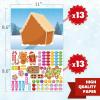 Artcreativity Gingerbread House Craft for Kids – Gingerbread House Sticker Scene with 13 Background Sheets and 13 Sticker Sheets – 1040 Patterns – Fun Kids Christmas Activities Ages 3-9