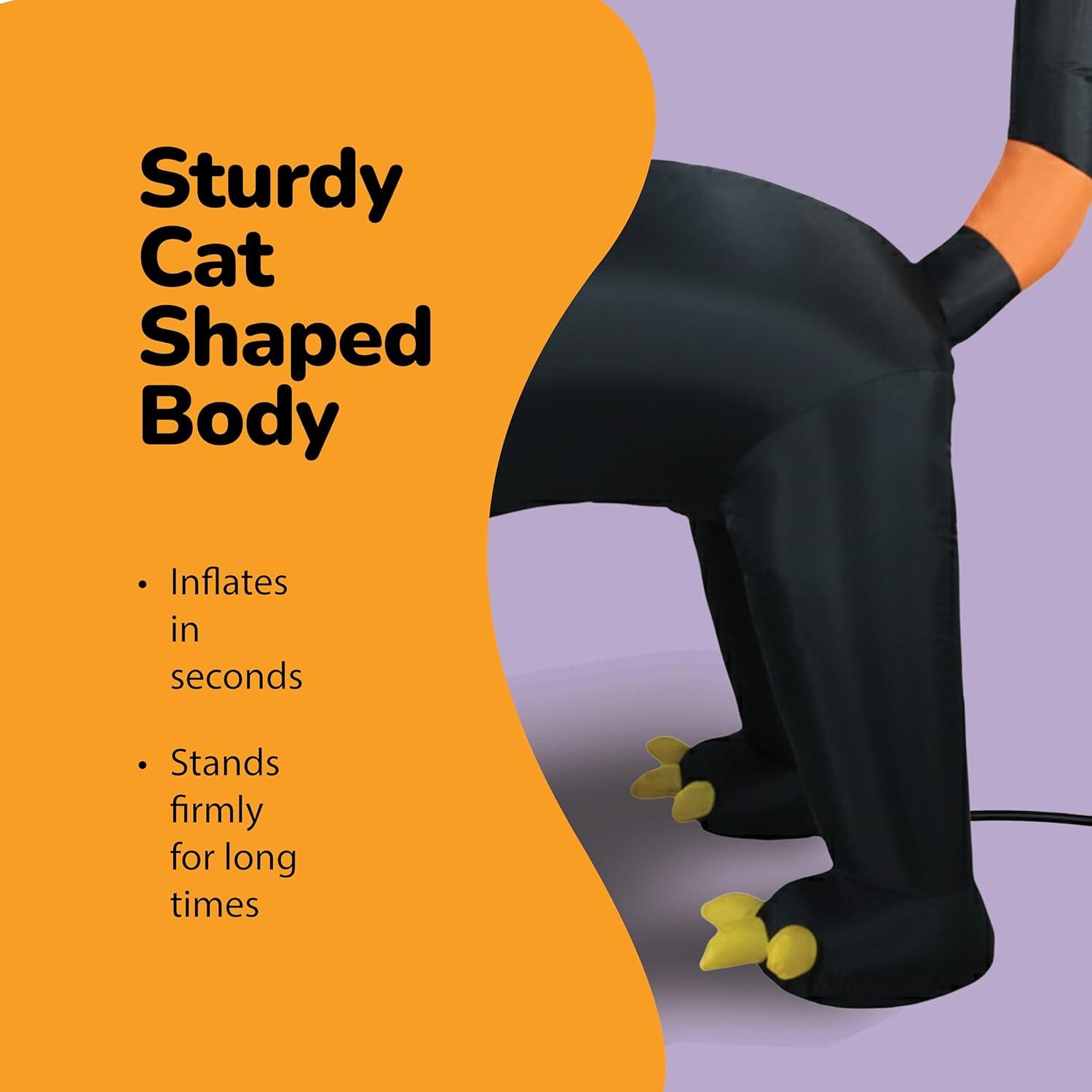 imageArtCreativity 6 FT Inflatable Black Cat Halloween Decor with Lights Large Halloween Inflatable Outdoor Decoration Automatic Blower for Easy Inflation Halloween Yard Decorations