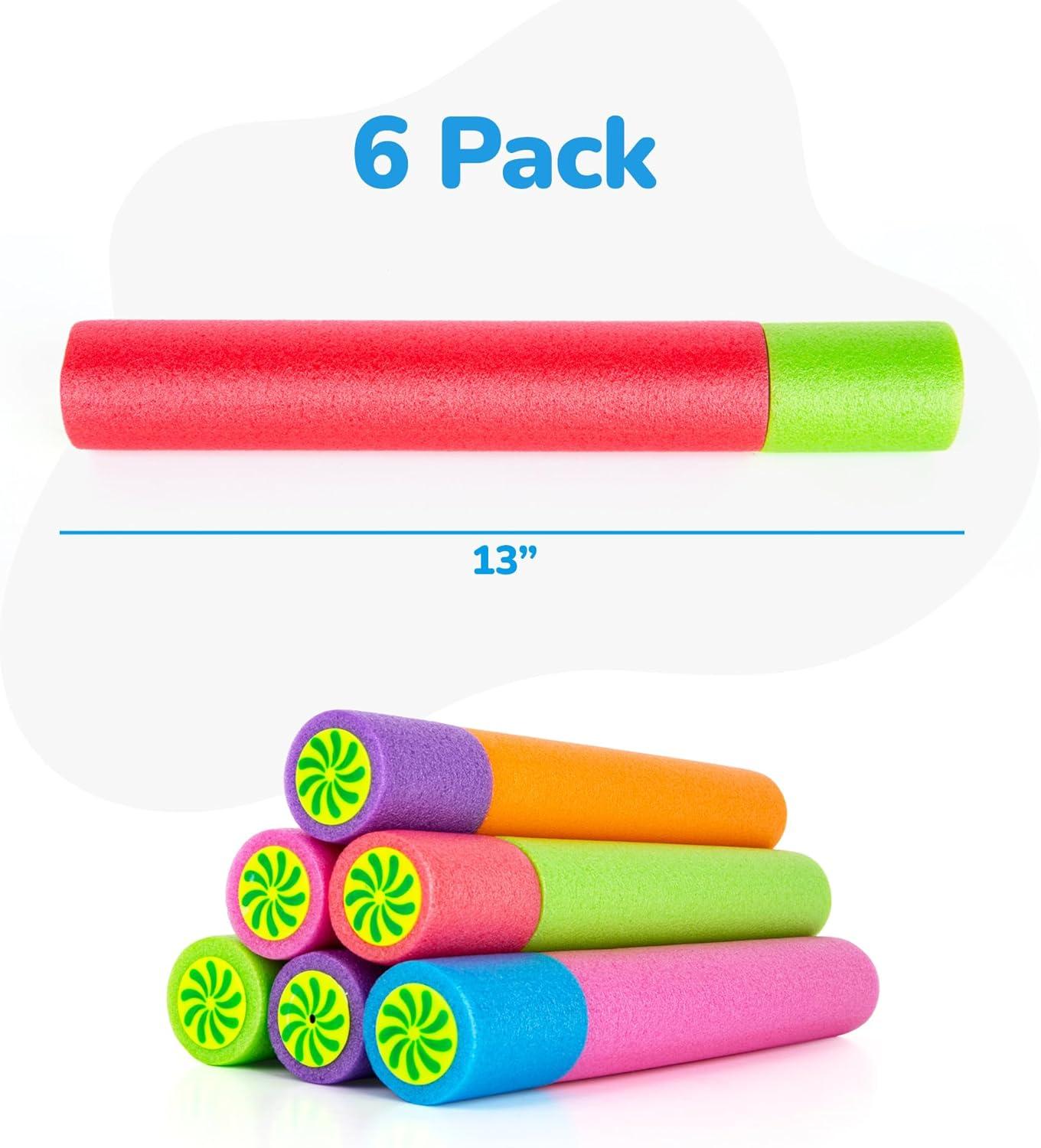 imageArtCreativity Foam Water Guns for Kids 6 Pack Long Range Swimming Pool Noodle Water Squirter Fun Water Blaster Fighting Game Toys Summer Beach Party Outdoor Supplies