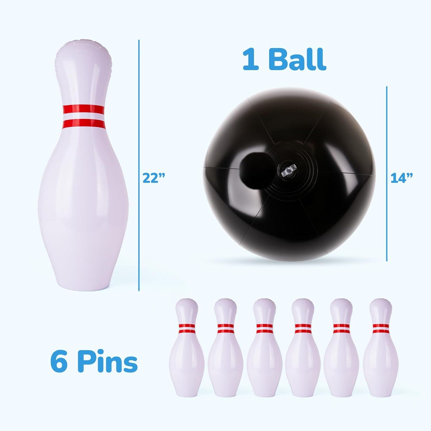 imageArtCreativity Giant Inflatable Bowling Set of 6 Pins Fun Indoor or Outdoor Games for Kids ampamp Adults Backyard Christmas Carnival Birthday Party Activities for Family Kids Motor Skills Toy Set