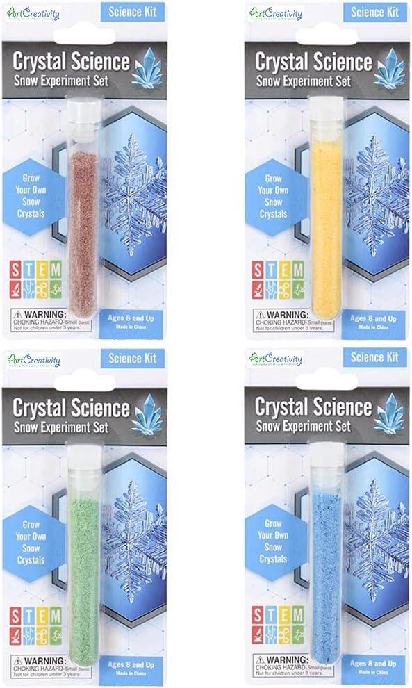 imageArtCreativity Growing Snow Crystal Test Tubes Set of 4 Science Kit for Kids Snow Experiment Set Educational STEM Toys for Boys and Girls Unique Birthday Party Favors for Children