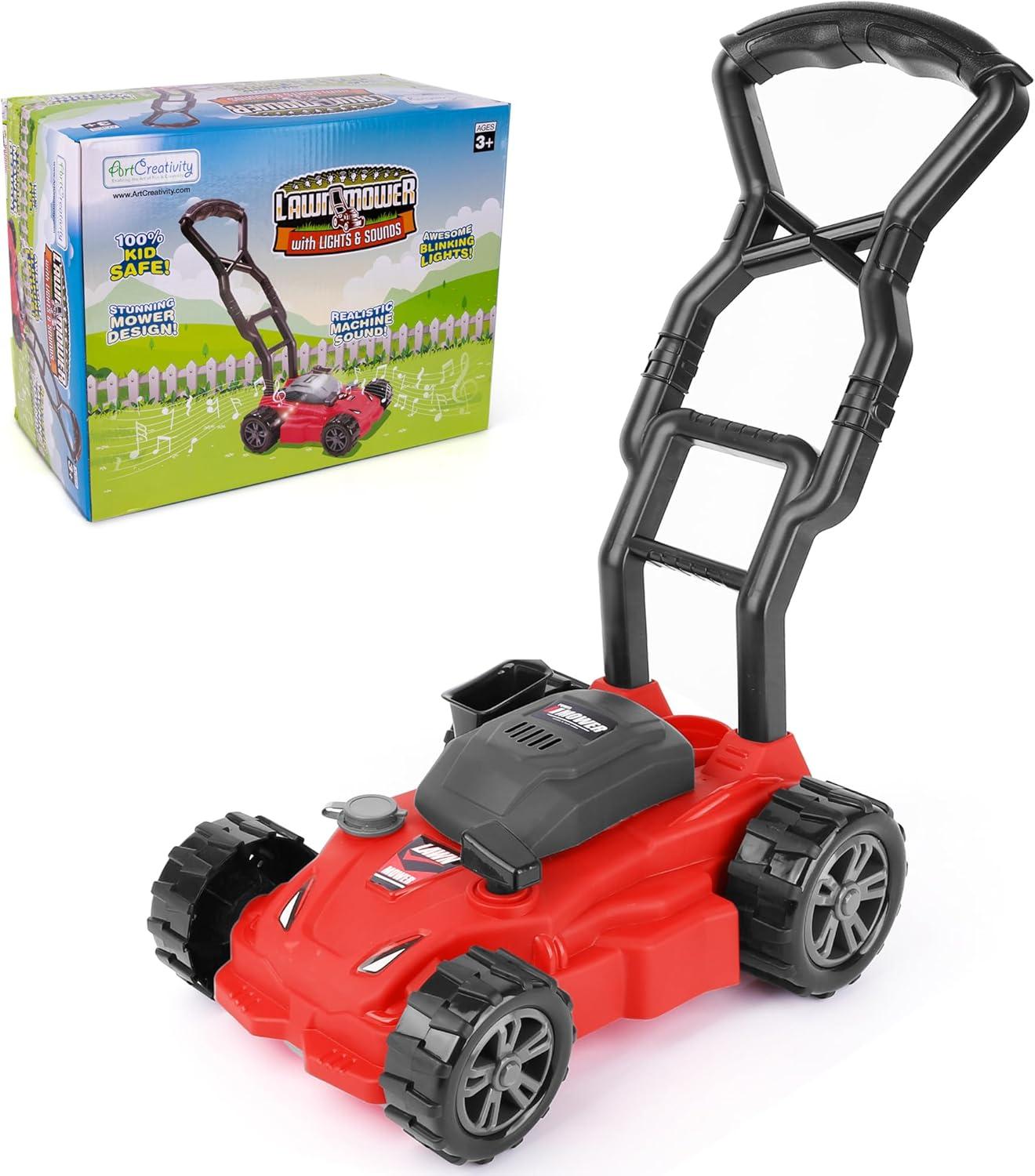 imageArtCreativity Kids Lawn Mower Toy 21 Inches Tall Gardening Lawn Mower for Kids with Startup Sound and Wheels with Realistic MotorLike Sound Play Outdoor Push for Boys and Girls 345678
