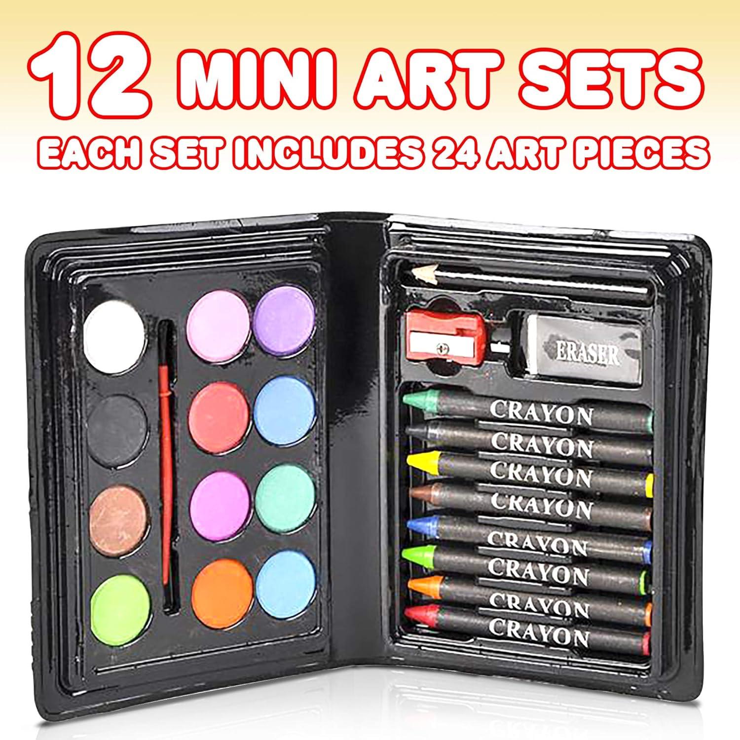 imageArtCreativity Mini Art Sets for Kids Pack of 1223Piece Kits with Watercolors Crayons Paint Brush ampamp More Fun Art Supplies Paint Party Favors for Girls and Boys Goody Bag Fillers Carnival Prize