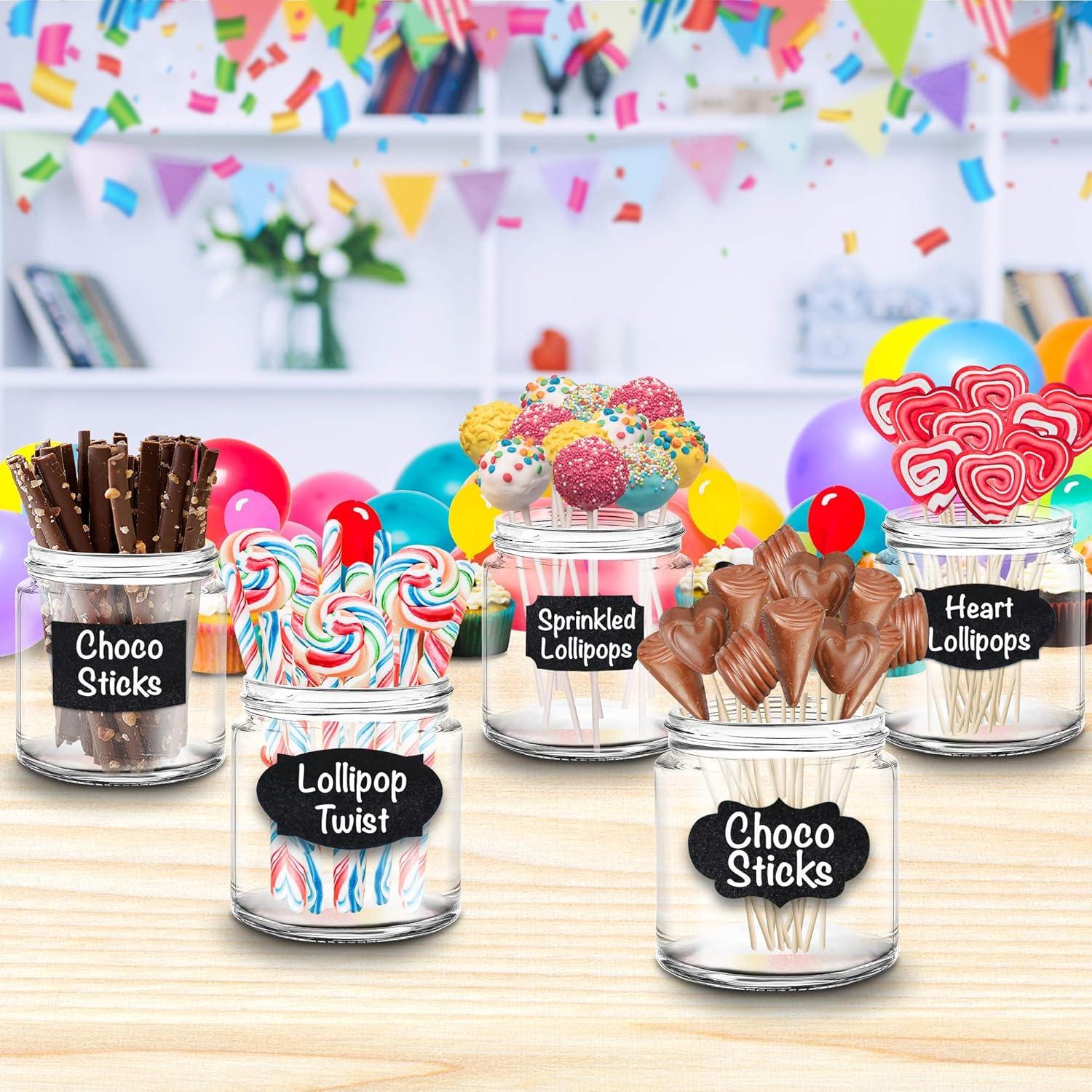 imageArtCreativity Pack of 120 Chalkboard Labels for Buckets with a Liquid Chalk Marker Waterproof and Erasable Stickers in Assorted Designs Reusable Chalk Board Labels for Jars and Art ampamp Craft Supplies