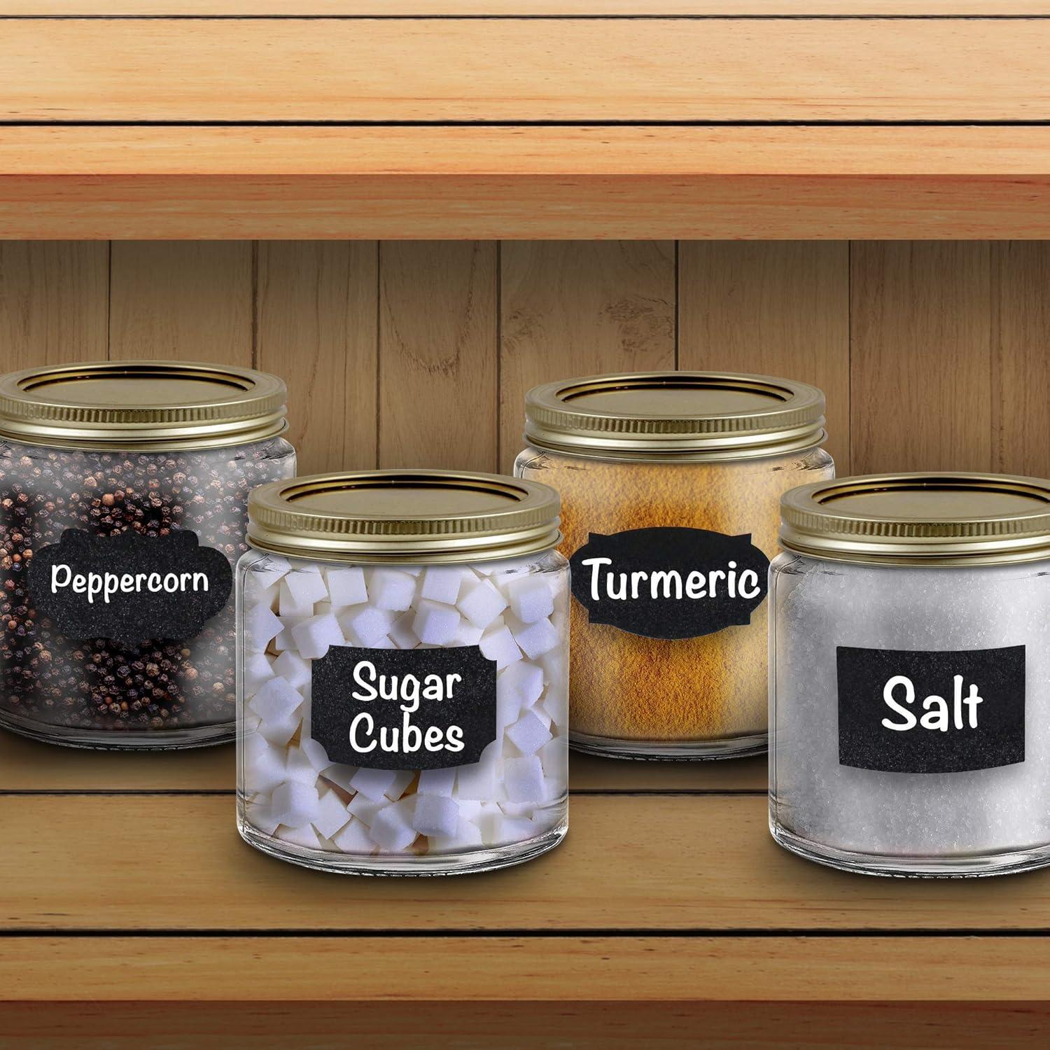 imageArtCreativity Pack of 120 Chalkboard Labels for Buckets with a Liquid Chalk Marker Waterproof and Erasable Stickers in Assorted Designs Reusable Chalk Board Labels for Jars and Art ampamp Craft Supplies