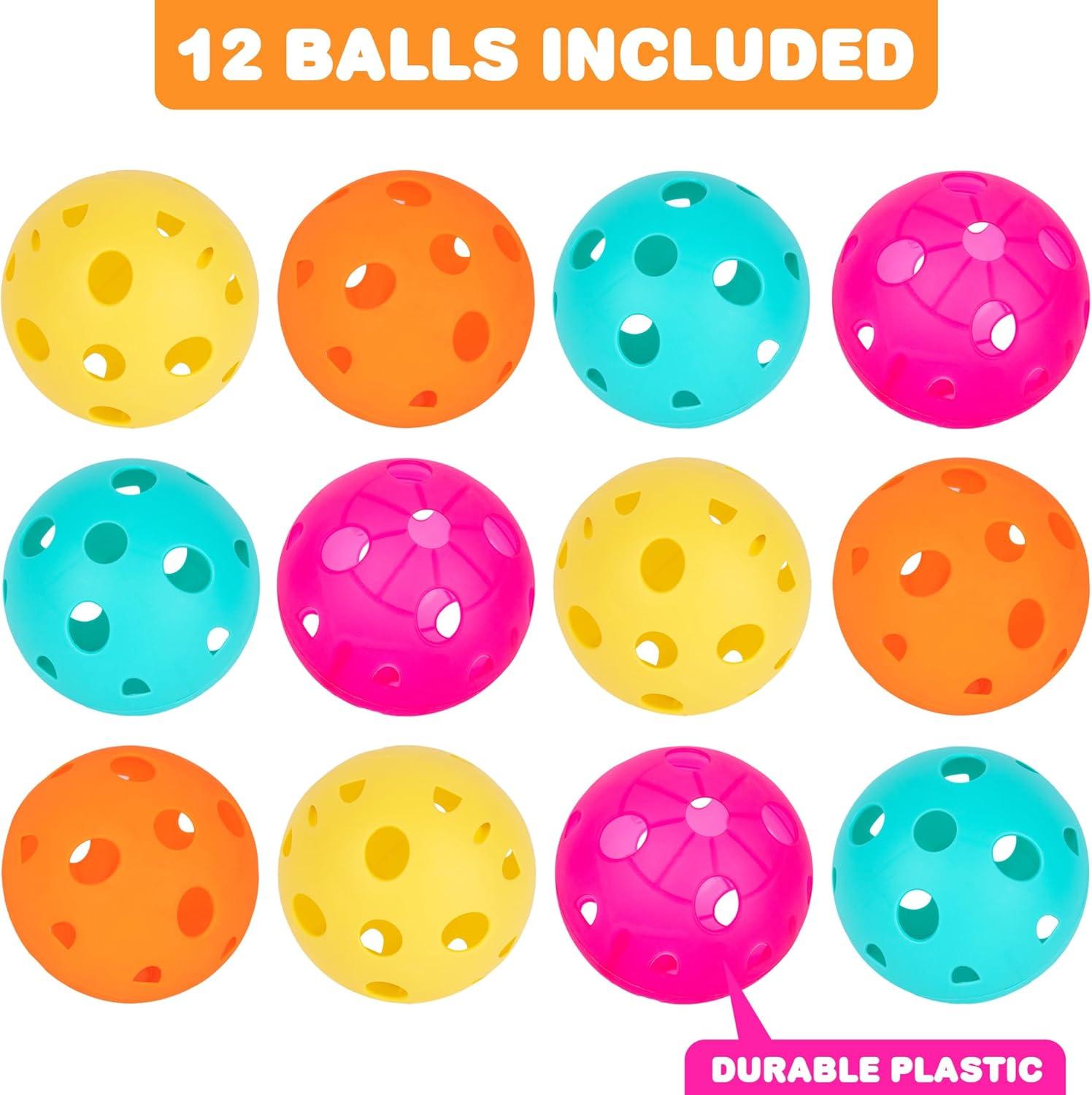 imageArtCreativity Plastic Replacement Balls for Scoop Game Set of 12 Lightweight Airflow Balls in 4 Bright Colors Durable Outdoor Play Accessories for Kids ampamp Adults Great for Backyard ampamp Beach FunBalls