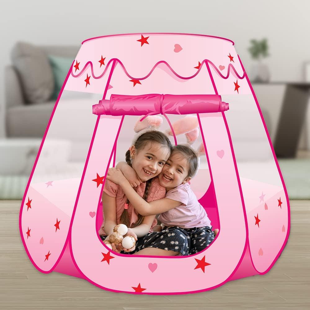 imageArtCreativity Pop Up Princess Tent Kids Playhouse Tent with a Carry Bag Foldable Pink Princess Ball Pit for Girls 12 34 Year Old Birthday Indoor ampamp Outdoor Play House for Kids