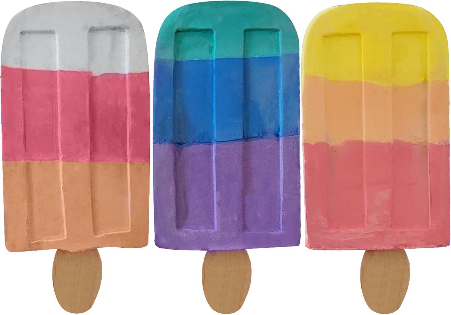 imageArtCreativity Popsicle Chalk Set of 3 Popsicle Shaped Sidewalk Chalks Washable Chalk for Kids Outdoor Painting Activities NonToxic Colorful Chalkboard Chalk Classroom Prize Art Supply Set