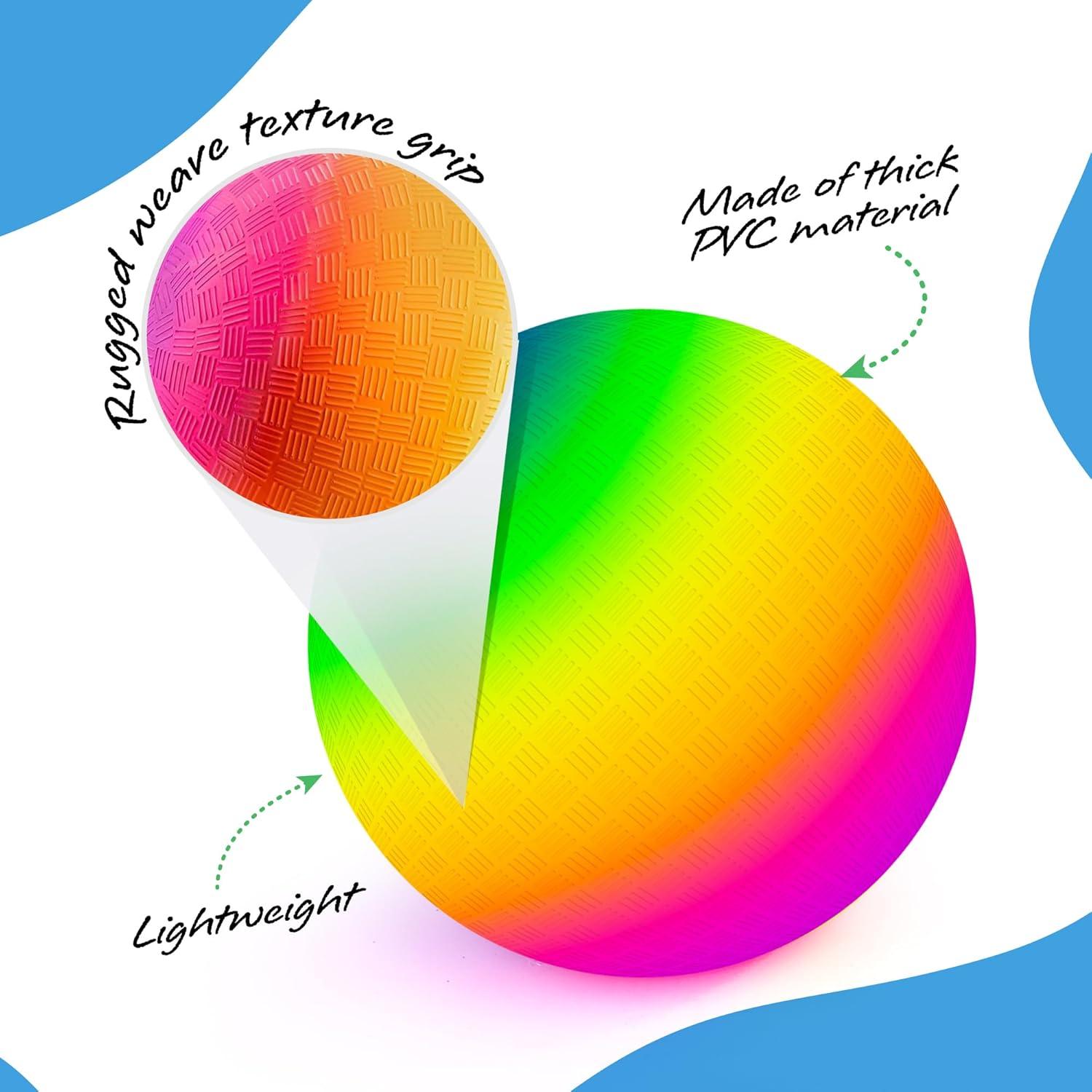 imageArtCreativity Rainbow Playground Ball for Kids with Hand Pump Bouncy 18 Inch Rubber Kick Ball for Backyard Park ampamp Beach Outdoor Fun Beautiful Rainbow Colors Durable Outdoor Toys for Boys ampamp Girls