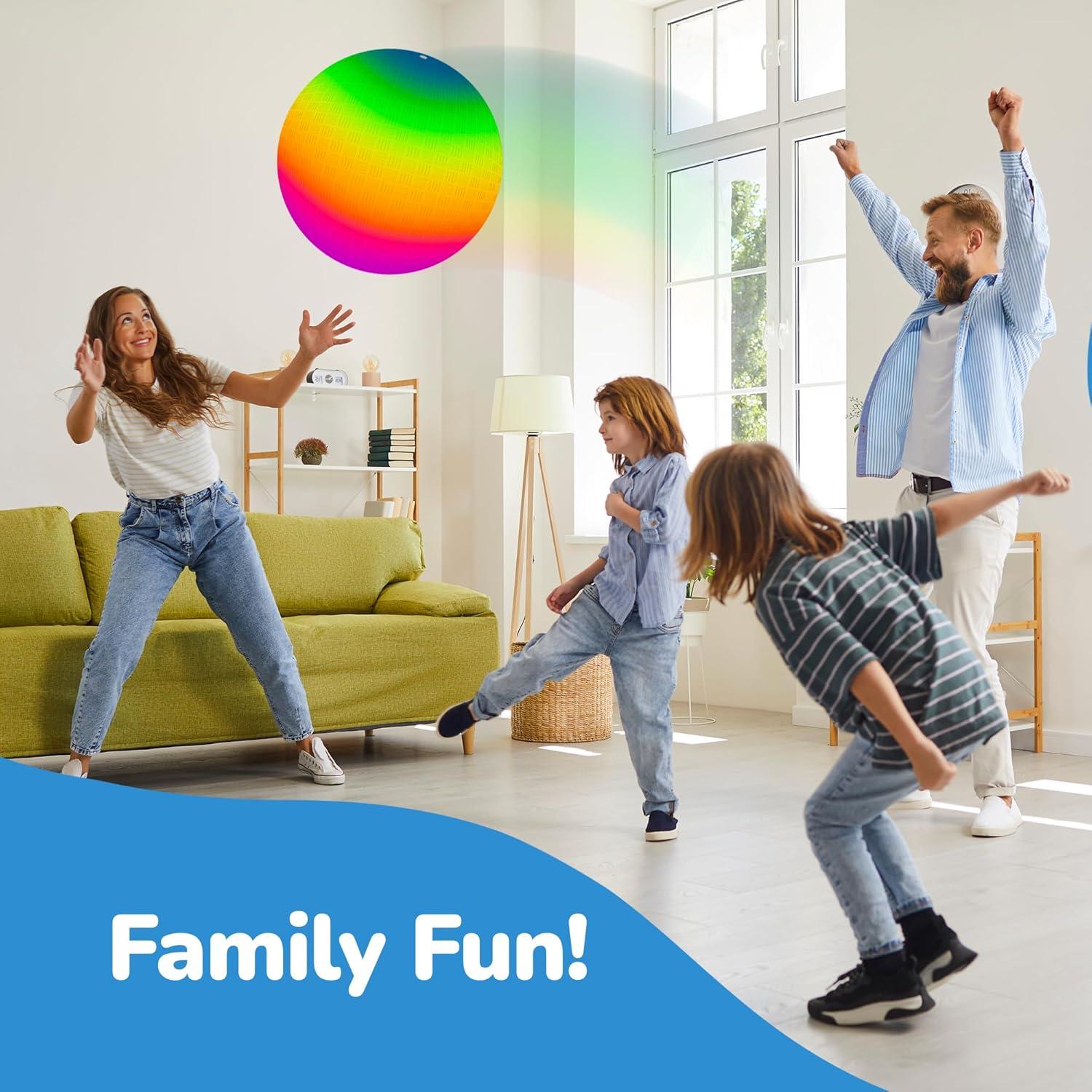 imageArtCreativity Rainbow Playground Ball for Kids with Hand Pump Bouncy 18 Inch Rubber Kick Ball for Backyard Park ampamp Beach Outdoor Fun Beautiful Rainbow Colors Durable Outdoor Toys for Boys ampamp Girls