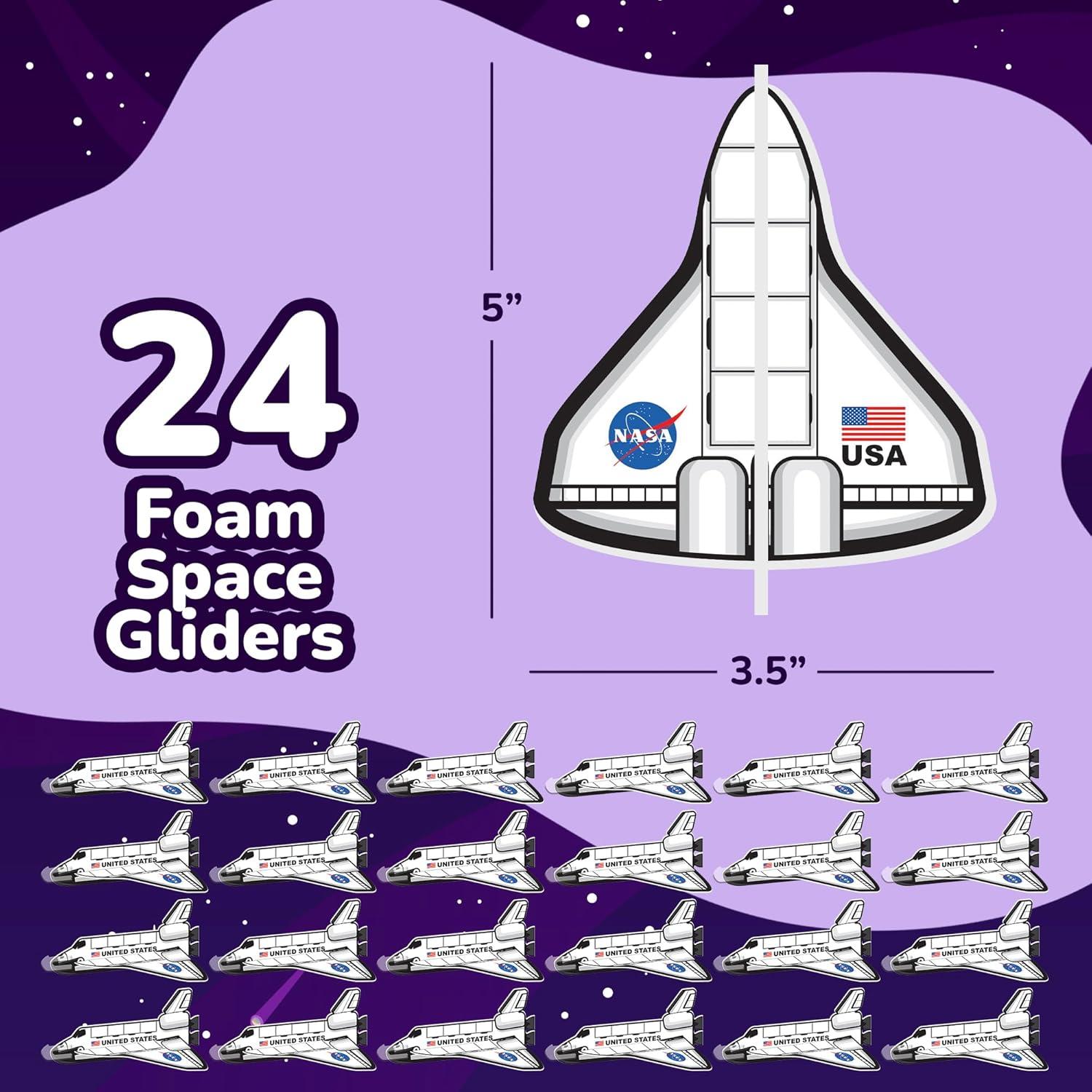 imageArtCreativity Space Shuttle Gliders Set of 24 Flying Toys for Boys ampamp Girls Made of Foam Material Outdoor Toys for Children Outer Space Party Favors for Kids Great for Indoor ampamp Outdoor Play