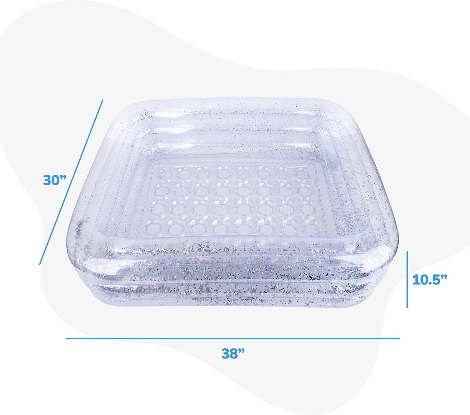 imageArtCreativity Sparkly Inflatable Kiddie Pool with 3 Levels Transparent Blow Up Pool for Kids with Silver Glitter and Cushioned Bottom Easy to Inflate Outdoor Pools for Backyard Summer Toys for KidsRectangle