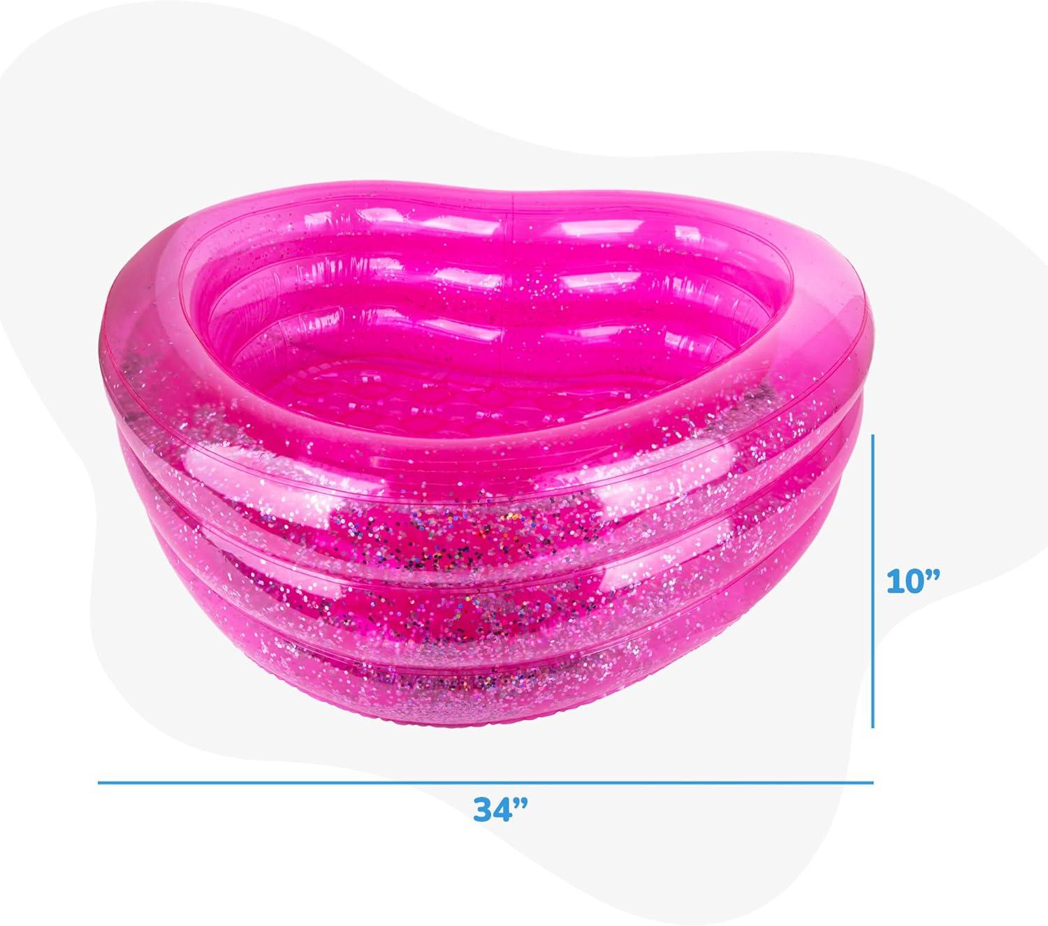 imageArtCreativity Sparkly Inflatable Kiddie Pool with 3 Levels Transparent Blow Up Pool for Kids with Silver Glitter and Cushioned Bottom Easy to Inflate Outdoor Pools for Backyard Summer Toys for KidsHeart