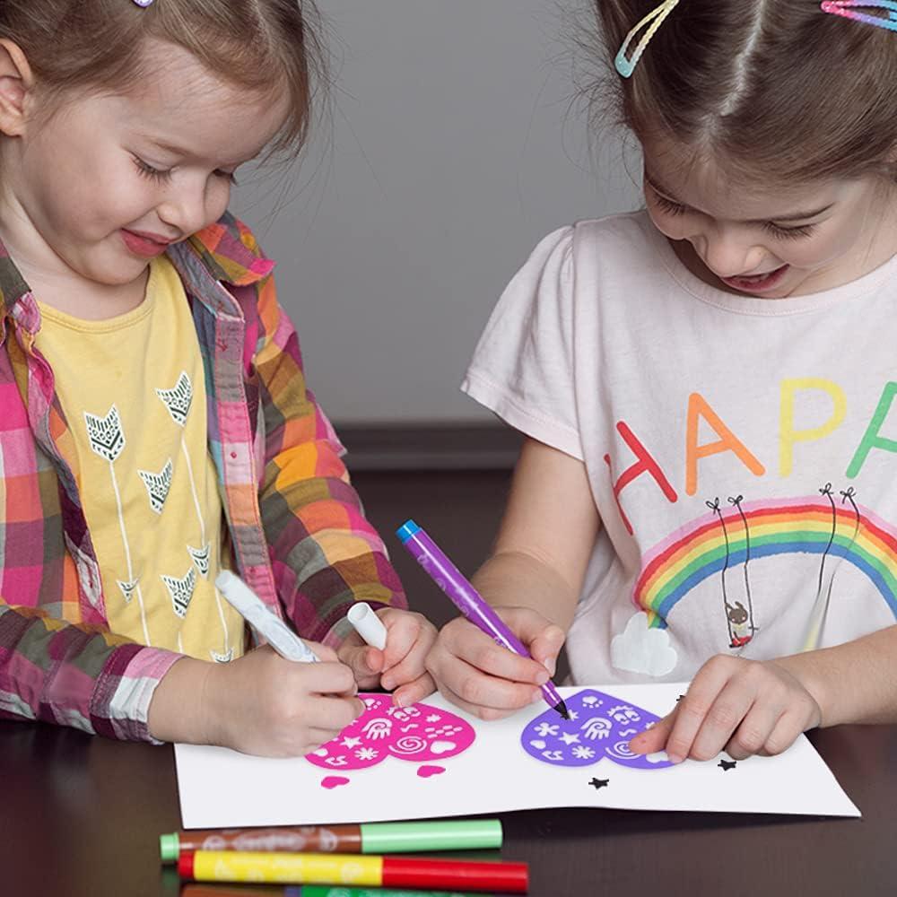 imageArtCreativity Valentines Day Heart Stencil Set for Kids Set of 12 Colorful Drawing Template Kit Fun Arts and Crafts Supplies Valentines Day Gifts For Kids Learning Tool for Children
