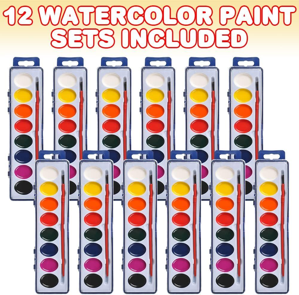 imageArtCreativity Watercolor Paint Set for Kids Set of 12 8Colors Painting Kit with Brush Watercolor Painting Supplies for Boys and Girls Art Party Favors Classroom Prizes and Stocking Stuffers