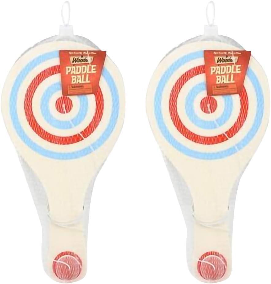 imageArtCreativity Wooden Paddle Balls 11 Inch Paddle Ball with String Pack of 2 Paddleball Outdoor Game Kids Toys Sports Party Favors Goodie Bag Stuffers Fun Activity for Kids and Adults