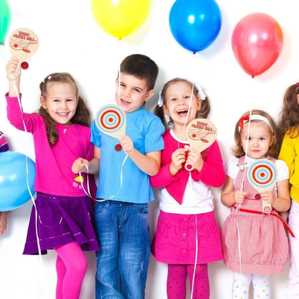 imageArtCreativity Wooden Paddle Balls 11 Inch Paddle Ball with String Pack of 2 Paddleball Outdoor Game Kids Toys Sports Party Favors Goodie Bag Stuffers Fun Activity for Kids and Adults