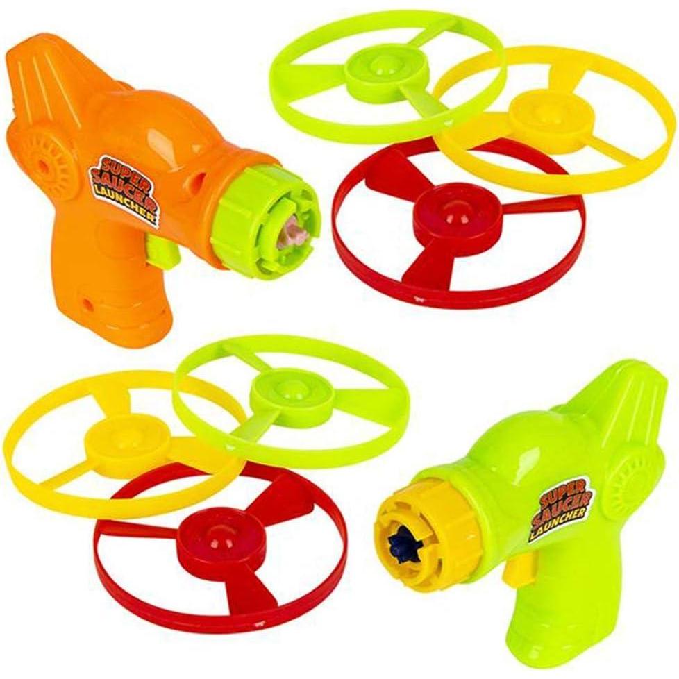 imageArtCreativity Flying Disc Launcher Toy Set of 6 Disk Shooter for Kids Includes 1 Flying Saucer Gun and 3 Spinning Disks Super Fun Cat Toys Outdoor Toys for Kids Great Birthday Party Favor
