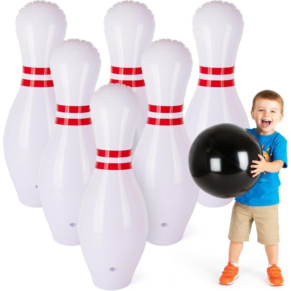 imageArtCreativity Giant Inflatable Bowling Set of 6 Pins Fun Indoor or Outdoor Games for Kids ampamp Adults Backyard Christmas Carnival Birthday Party Activities for Family Kids Motor Skills Toy Set