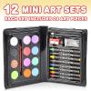 ArtCreativity Mini Art Sets for Kids- Pack of 12-23-Piece Kits with Watercolors, Crayons, Paint Brush & More- Fun Art Supplies, Paint Party Favors for Girls and Boys, Goody Bag Fillers, Carnival Prize
