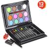 ArtCreativity Mini Art Sets for Kids- Pack of 12-23-Piece Kits with Watercolors, Crayons, Paint Brush & More- Fun Art Supplies, Paint Party Favors for Girls and Boys, Goody Bag Fillers, Carnival Prize