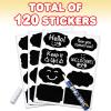 ArtCreativity Pack of 120 Chalkboard Labels for Buckets with a Liquid Chalk Marker, Waterproof and Erasable Stickers in Assorted Designs, Reusable Chalk Board Labels for Jars and Art & Craft Supplies