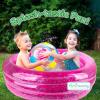 ArtCreativity Sparkly Inflatable Kiddie Pool with 3 Levels, Transparent Blow Up Pool for Kids with Silver Glitter and Cushioned Bottom, Easy to Inflate Outdoor Pools for Backyard, Summer Toys for Kids(Heart)