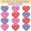 ArtCreativity Valentines Day Heart Stencil Set for Kids, Set of 12, Colorful Drawing Template Kit, Fun Arts and Crafts Supplies, Valentines Day Gifts For Kids, Learning Tool for Children