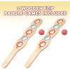 ArtCreativity Wooden Flip Paddle Game, Set of 2, Wood Paddle Toy with Red Ball on String, Outdoor Toys for Boys and Girls, Beach and Backyard Games for Kids and Adults, Great Gift Idea