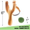 ArtCreativity Wooden Slingshot with 20 Balls – Wood Slingshot for Kids – Shoots Balls Over 20 Feet – Soft Balls for Safe Play – Wooden Catapult Outdoor Toys for Kids – Strong Sling Shot Kit(Wool)