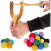 ArtCreativity Wooden Slingshot with 20 Balls – Wood Slingshot for Kids – Shoots Balls Over 20 Feet – Soft Balls for Safe Play – Wooden Catapult Outdoor Toys for Kids – Strong Sling Shot Kit(Wool)