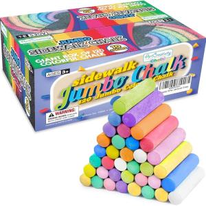 ArtCreativity Sidewalk Chalk for Kids, (38 Pieces) Bulk Jumbo Colored Sidewalk Chalk for Toddlers 1-3, Dustless, Washable & Non-Toxic, Use Outdoor or on Indoor Chalkboard or Blackboard(120)