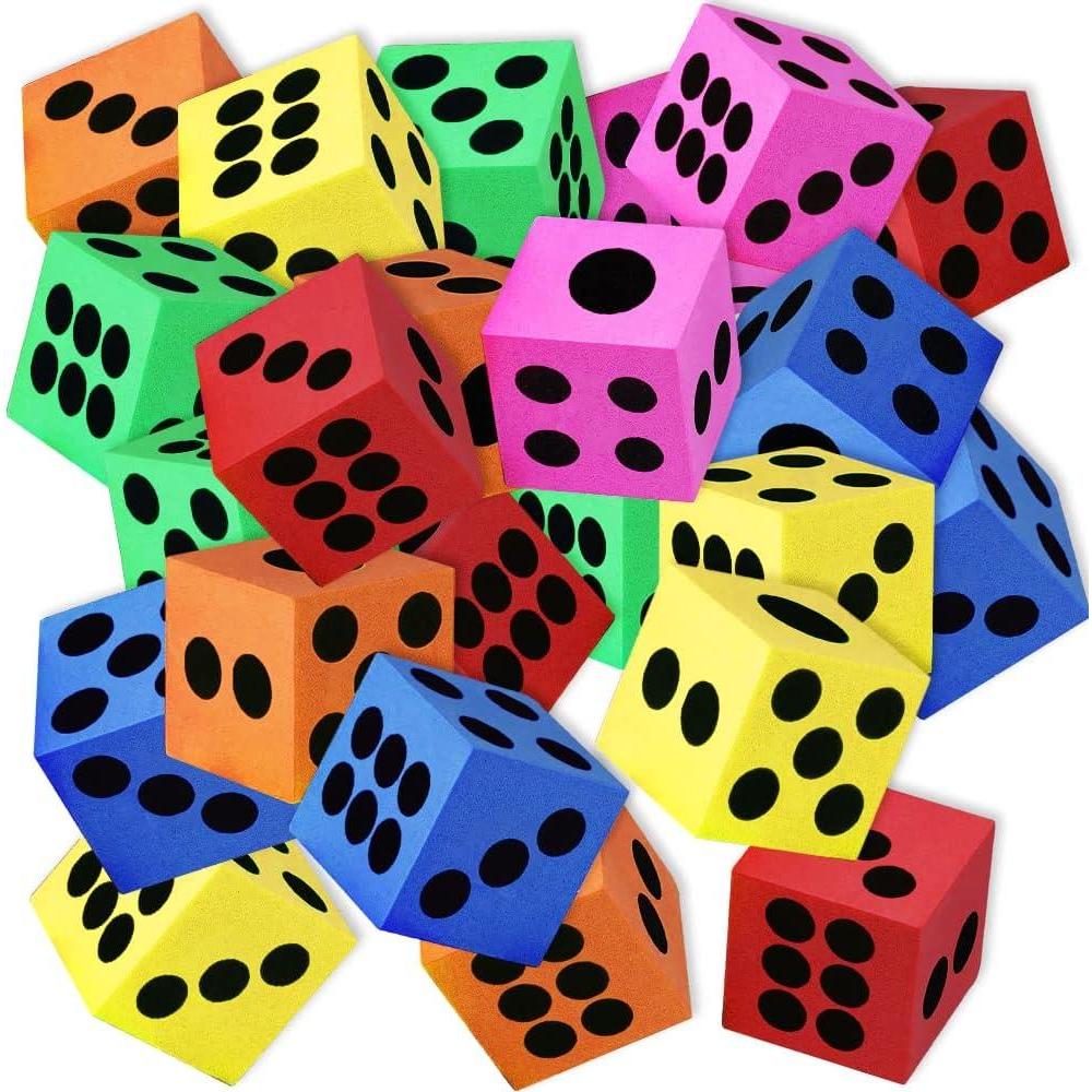 imageArtCreativity Colored Foam Dice Set Pack of 2415 Inches Big Colorful Dice Set Six Assorted Colors Fun Playing Classroom Games Great Gift for Kids48 Pack