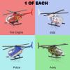 ArtCreativity Diecast Helicopter Toy – Pack of 4 – Police, Fire Engine, EMS, and Military Diecast Toy Choppers with Spinning Propellers, Birthday Party Favors for Boys and Girls